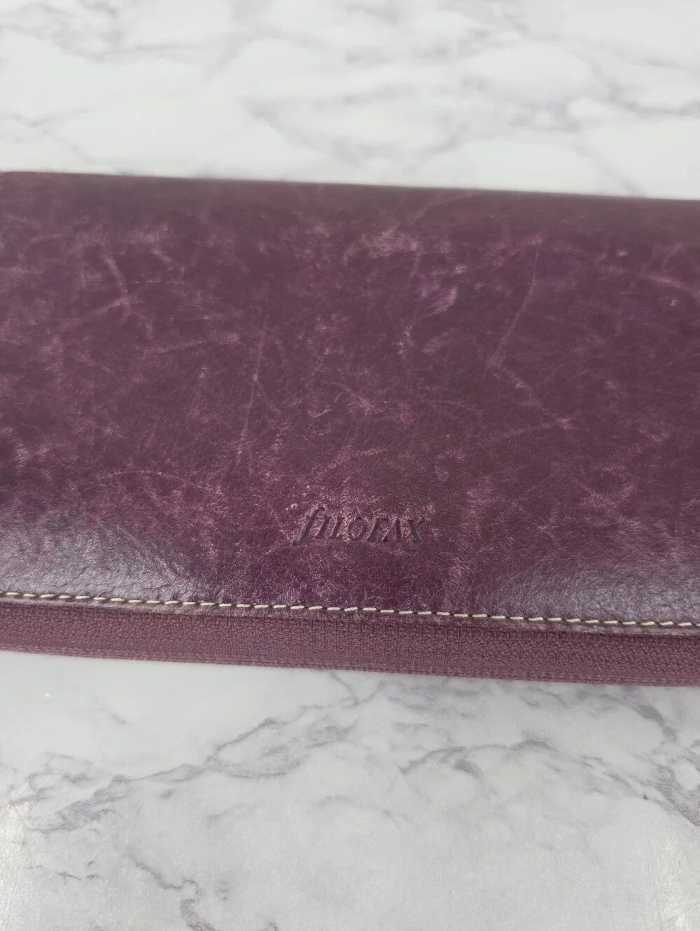 Filofax Leather Organizer Binder Zip Wallet in Deep Plum Purple Agenda - Picture 2 of 13